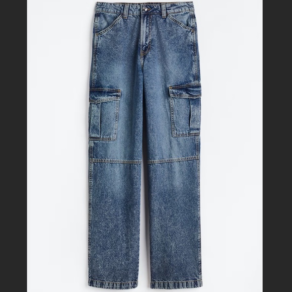 90s Baggy Cargo Jeans H&M Size US6 Like new never worn - Picture 1 of 9